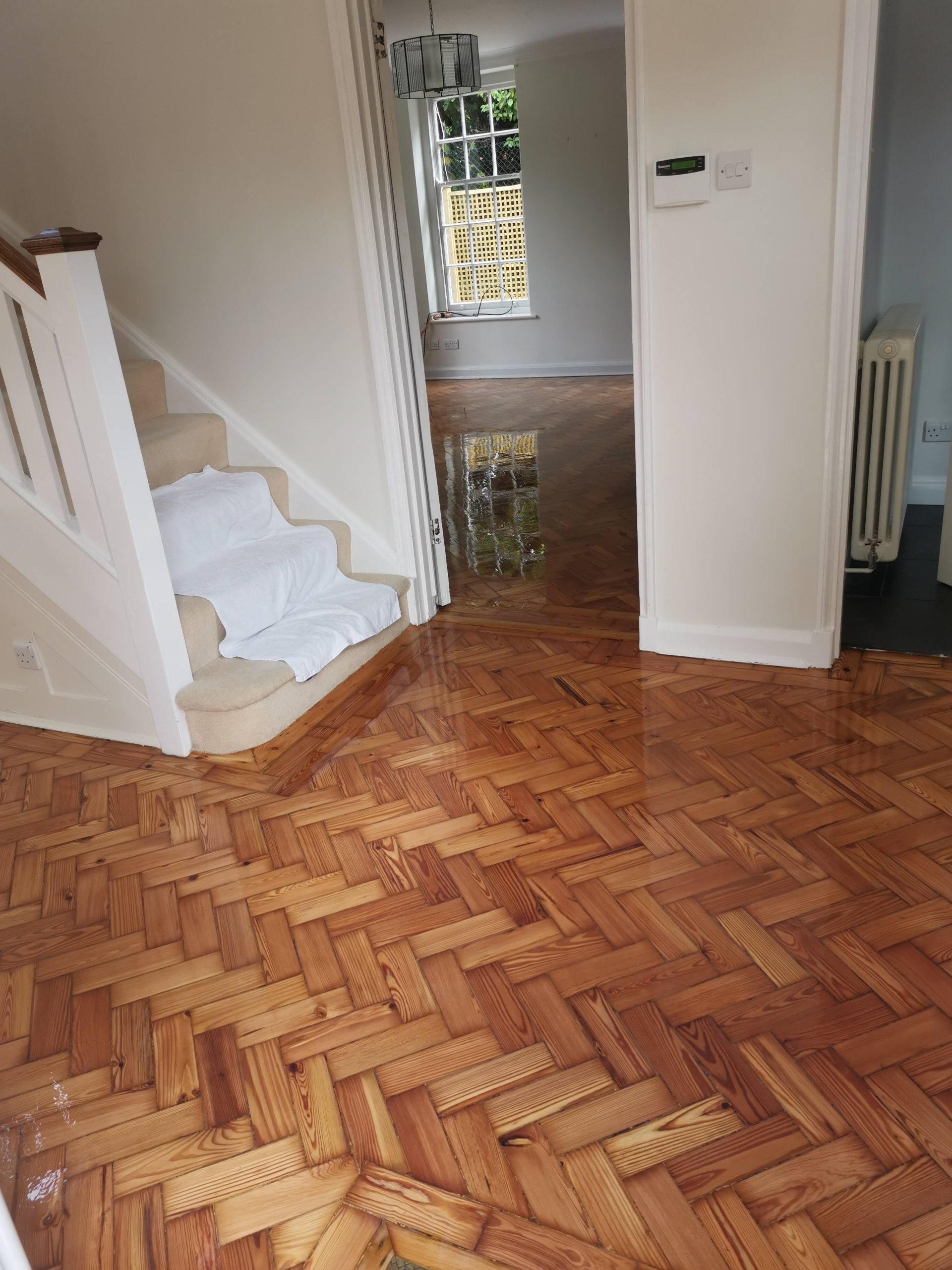 Pine Herringbone Parquet Flooring Renovation